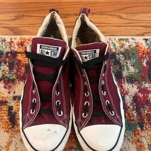 Converse Maroon Low-Top Sneakers with White Toe